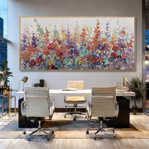 Colorful Framed Wall Art Flower Photo Prints Modern Wall Decorations 40"x86" Large Artwork for Dining Room Office Kitchen Pictures - color: Colorful, size: 86"L x 40"W