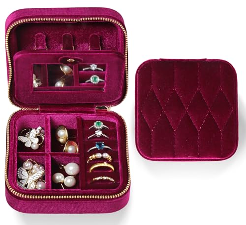 Jewelry Box – Travel Jewelry Organizer, Adjustable Compartments for Women | Luxury Storage Case & Gift for Her - Royal Purple - color: RosePurple