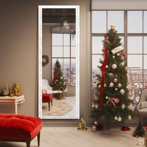 LFT HUIMEI2Y Door Mirror Full Length, Wall-Mounted Mirror White 50" x14" - color: White