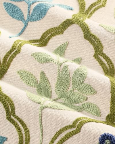 Embroidered Throw Pillow Covers 18x18, Set of 2, Verdant Blooms - color: Verdant Blooms, size: 18" x 18" (Pack of 2)