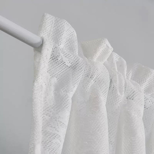 White Lace Sheer Curtains with Valance 18 Inches Long for Living Room Bedroom, Rod Pocket Vintage Semi Sheer Floral Embroidered French Retro Decor Window Valance - size: 52"W x 18"L (Pack of 1)
