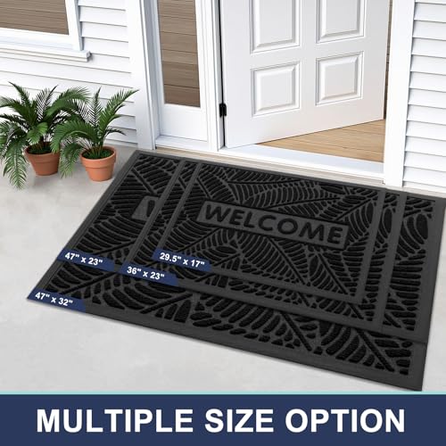 Smiry Welcome Front Door Mat for Outdoor Indoor 71x47, All-Season Doormat - color: Black, size: 71" X 47"