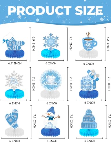 Winter Centerpieces for Table, 9Pcs Snowflake Table Decorations - style: Winter