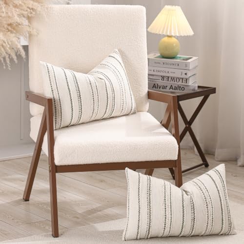 Boho Jacquard Throw Pillow Covers 12x20 Inch Set of 2 Beige Green - color: Beige+green, size: 20" x 12" (Pack of 2)