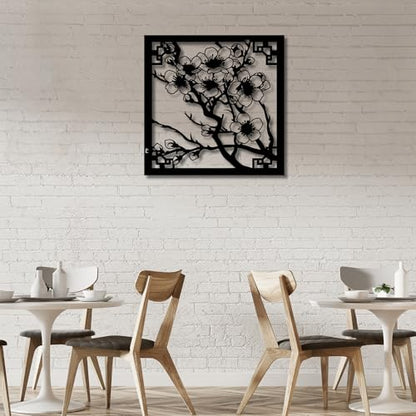 Metal Wall Decor | 17'x 17' x 0.05'' Cherry Blossom Art Themed Wall Decorations | Handmade Indoor and Outdoor Wall Art (17'' x 17'', Cherry Blossom, Black) - size: 17'' x 17'', style: Cherry Blossom