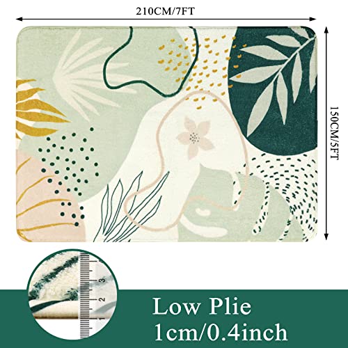 Lahome Sage Green Boho Area Rug 5x7, Washable Non Slip Soft Botanical Rug for Living Room Bedroom Cozy Home Decor - color: Green, size: 5' x 7' (Rectangular)