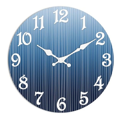 ArtSocket Round Wall Clock Silent Non-Ticking 8", Striped Blue - color: Cloud Rainbow Whimsical, size: 8in