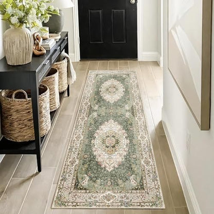Washable Runner Rug 2'x6',Green Rug Runners Non Slip for Hallways - color: New Green, size: 2'x6'