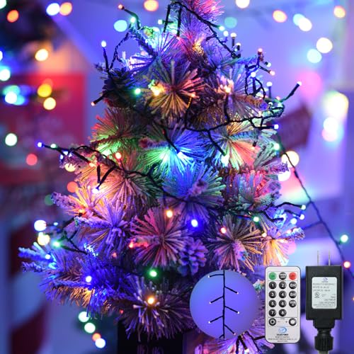 Cluster Lights Christmas 800 Led Fairy Lights Green Wire 88FT Twinkle Lights with Remote 8 Modes String Lights Timer Plug in Firecracker Fairy Lights for Outdoor Valentines Day Decorations,Mixcolor - color: Multicolor, size: 800 LED