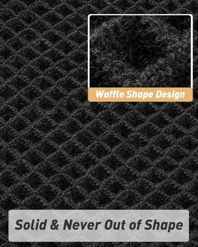 Upgraded Waffle Bath Mat Set of 2 Absorbent Bathroom Mat 18"x30" + 24"x48" - color: Black, size: 18" x 30" + 24" x 48"