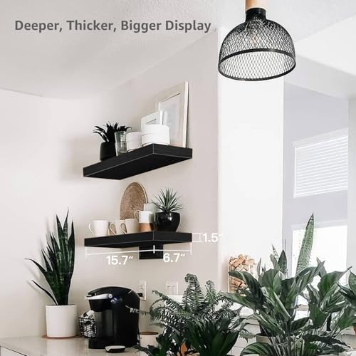 QEEIG Bathroom Floating Shelves for Wall (Black, Set of 2, 15.7") - color: B. Black, size: 15.7"