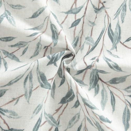 VOGOL Leaf Pattern Valance, Faux Linen Window Topper, 60x14, Blue - color: Blue, size: 60"W x 14"L (Pack of 1)
