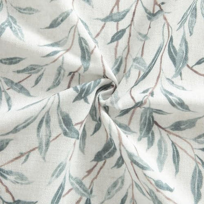 VOGOL Leaf Pattern Valance, Faux Linen Window Topper, 60x14, Blue - color: Blue, size: 60"W x 14"L (Pack of 1)