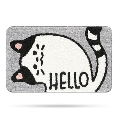 Molesun Cat Bath Mat 20x31, Soft Absorbent Microfiber Bath Rugs - color: Hello, size: 20" x 31"