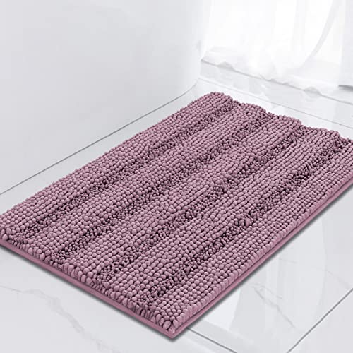 Turquoize Small Bathroom Rug 17x24, Absorbent Chenille Bath Rug, Mauve/Rose - color: Mauve/Rose, size: 17" x 24"