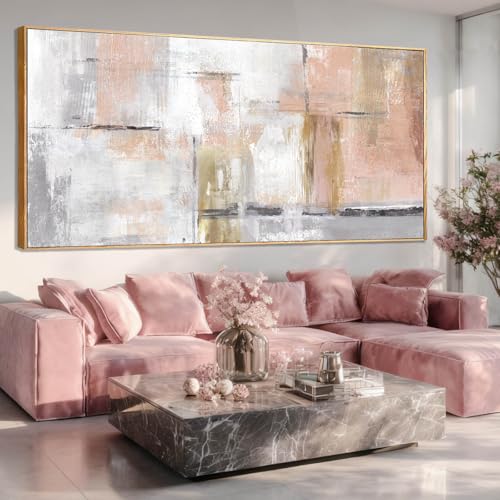 SOUGUAN Contemporary Home Wall Decor Pink and White Canvas Painting Abstract Wall Art 32"x70" Decorations for Bedroom Kitchen Artwork - color: Pink, size: 70"L x 32"W