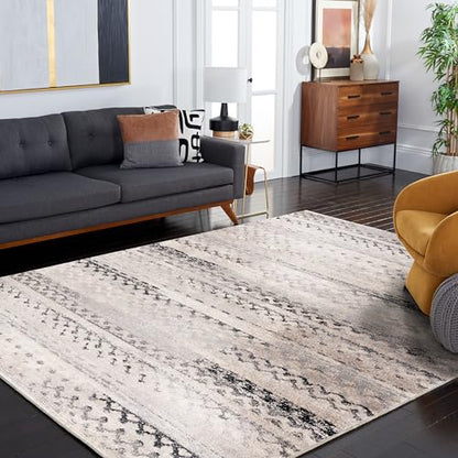 SAFAVIEH Retro Collection Area Rug - 10' x 14', Cream & Grey, Modern Abstract Design, Non-Shedding & Easy Care, Ideal for High Traffic Areas in Living Room, Bedroom (RET2136-1180) - size: 10' x 14' (Rectangular)