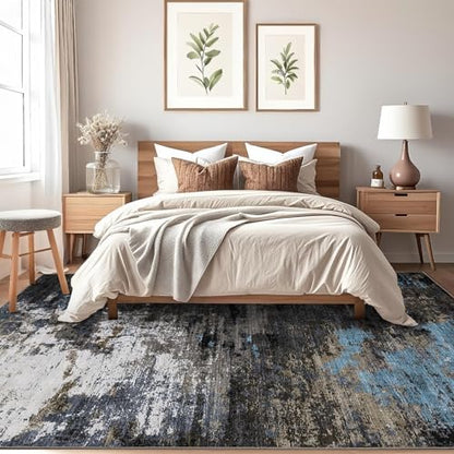GarveeHome Abstract Area Rugs 5x7 Ultra-Soft Modern Indoor Grey Brown - color: Natura/Land, size: 5' x 7' (Rectangular)