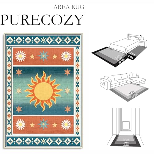Area Rug 5x7 Sun Rug for Living Room Boho Southwestern Area Rugs Celestial - color: Sun, size: 5' x 7' (Rectangular)