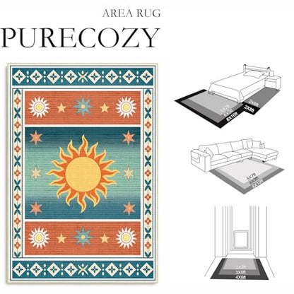 Area Rug 5x7 Sun Rug for Living Room Boho Southwestern Area Rugs Celestial - color: Sun, size: 5' x 7' (Rectangular)