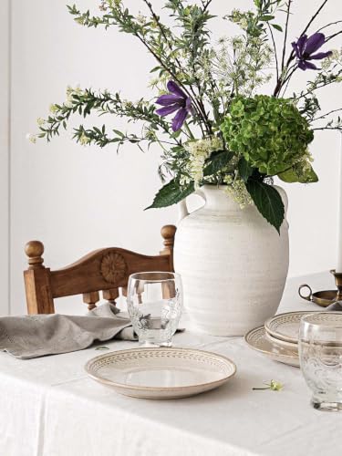 White Ceramic Vase with Handles, 9.5Inch, Farmhouse Rustic, Sandstone White - color: Winnie - Sandtone White, size: M(8.8"-9.8")