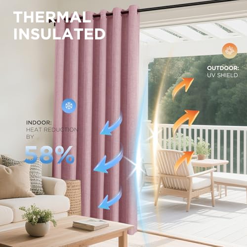 Joydeco Blackout Curtains 84 Inches Long 2 Panels Burg, Room Darkening Curtains for Bedroom, 100% Black Out Textured Thermal Drapes Privacy Protection 2 Panels Set(W52 x L84 Inch, Pink) - color: Light Pink, size: 52"W x 84"L (Pack of 2)
