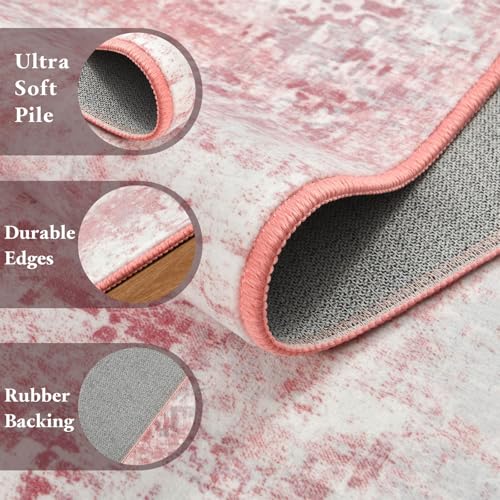 Macgace Washable Abstract Area Rug for Entryway, 2x3 Small Rugs Pink - color: Blush Pink, size: 2' x 3' (Rectangular)