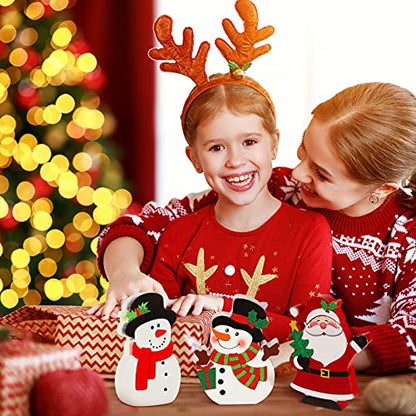 3 Pieces Christmas Table Centerpiece for Tiered Tray Wooden Santa Signs