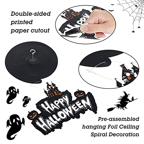 Censen 53 Pcs Halloween Hanging Swirl Decorations - Hanging Halloween Ceiling Streamers Happy Boo Day Witch Pumpkin Ghost Cutout Swirl for Indoor Outdoor Office Supplies(Scared) - style: Scared Style