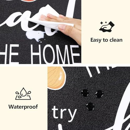 Yamaziot Anti Fatigue Kitchen Rug Set of 2, Non-Slip Cushioned Floor Mats - color: Black, size: 17.3"x27"+17.3"x 47"