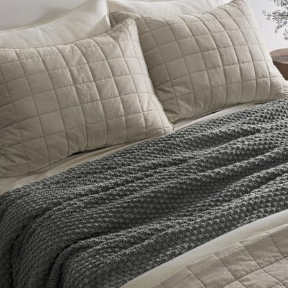 EVERGRACEHOME Chunky Chenille Knit Throw Blanket, 108x92, Charcoal Gray - color: Charcoal Gray, size: 108" X 92"