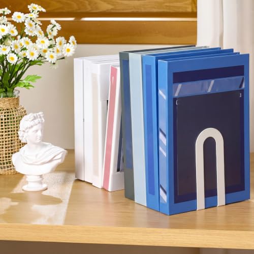 Chunful 4 Pcs White Metal BookEnds Shelves, 5.5 x 3.75 x 2.25 in - color: White, size: 5.5 x 3.75 x 2.25 in