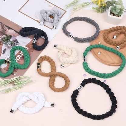 NICEEC 4 Pack Natural Cotton Rope Magnetic Curtain Tiebacks Elegant Twisted Braid Style Drape Tie Backs Soft Hand-Woven Rope Curtain Holdbacks for Home & Office Window Draperies (Green-02) - color: Green-02, size: 4 Pack