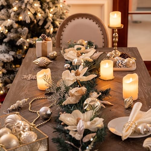 Valery Madelyn 6 Feet Christmas Garland with Lights White Gold Magnolia - color: White Gold, size: 6 feet