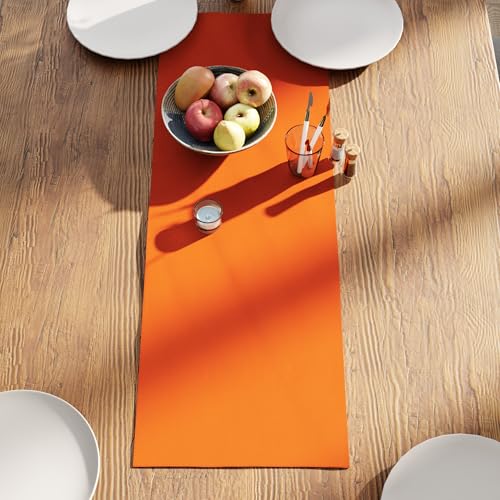Encasa XO Table Runner, Cotton Canvas Dining Runner 13"x36" - color: Orange, size: 13x36 in