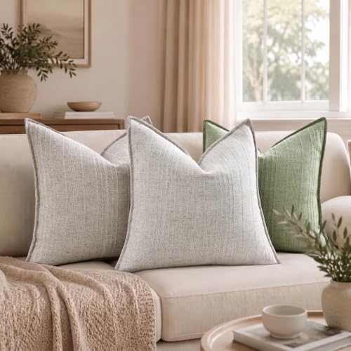 decorUhome Greige Linen Lumbar Throw Pillow Covers 12x20 Set of 2 - color: Greige, size: 20" x 12" (Pack of 2)