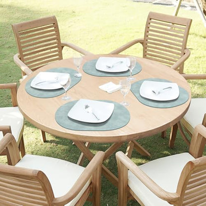 ADRIMER Oval Placemats Set of 6, Wipeable Faux Leather, Light Blue - color: Light Blue