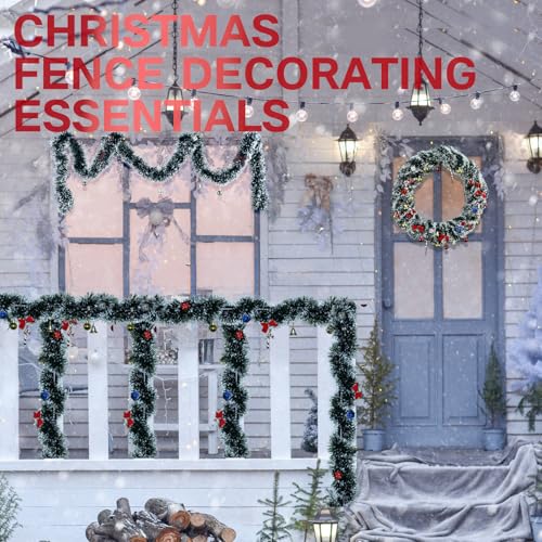 NQN 5 Pack 250Ft Greenery Garland with Snow, Dark Green Snowflake Dots, Artificial Christmas Pine Streamers for Indoor/Outdoor Decorations - size: 250 Feet/Dark green