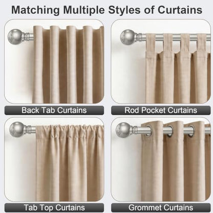 Brushed Nickel Curtain Rods 16-120 Inch Heavy Duty 1 Inch Diameter - color: Nickel, size: 16"-120"|1 Pack