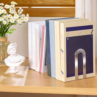 Chunful 6 Pcs Sliver Metal BookEnds Shelves, 5.5 x 3.75 x 2.25 in - color: Sliver, size: 5.5*3.75*2.25inch