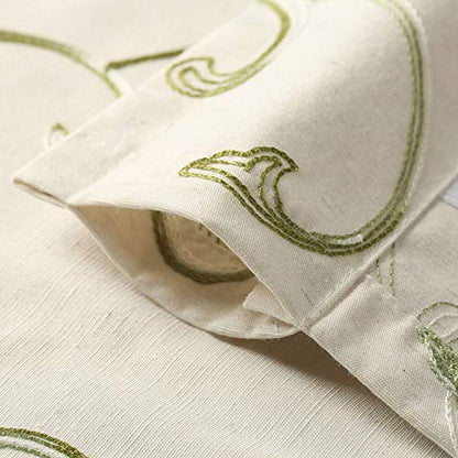 VOGOL Green Vine Embroidered Kitchen Tier Curtains, W30 x L36, 2 Panels - color: Green, size: 30"W x 36"L (Pack of 2)