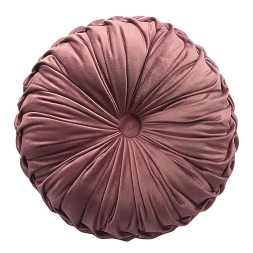 Teieas Round Throw Pillow Velvet Home Decoration Pleated Round Pillow Blush - color: Blush