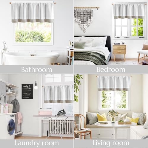 jinchan Stripe Linen Window Valance Curtain, 50x16, 1 Panel, Black - color: Nautical Striped Black on White, size: 50"W x 16"L (Pack of 1)