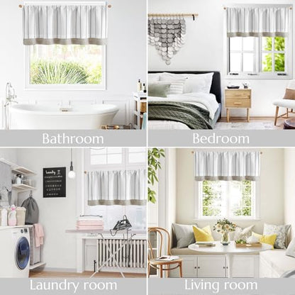 jinchan Stripe Linen Window Valance Curtain, 50x16, 1 Panel, Black - color: Nautical Striped Black on White, size: 50"W x 16"L (Pack of 1)