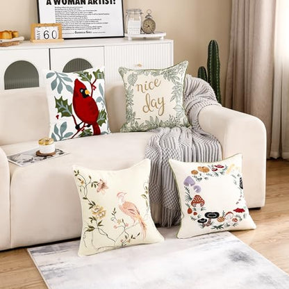 Mushroom Embroidered Throw Pillow Covers 18x18 inch Set of 2 - color: Mushrooms