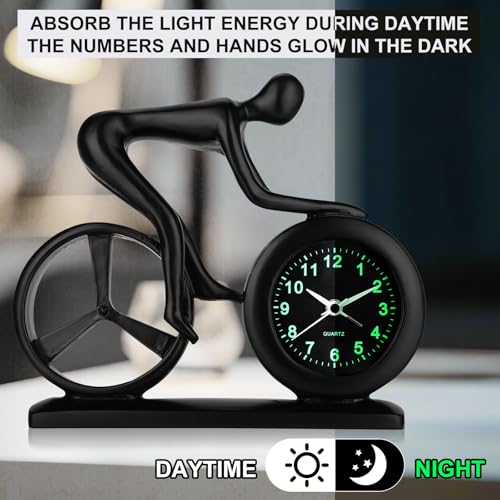 Racing Bicycle Desk Alarm Clock Battery Operated, Glow-in-the-Dark Dial, Silent Non-Ticking | Unique Cycling Gift for Cyclists, Students, Teachers | Office, Desk, Shelf Decor