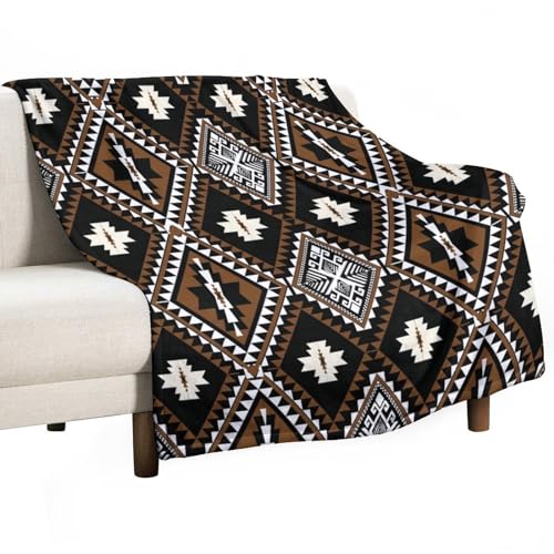 Rustic Western Throw Blanket, Southwestern Bohemian Ethnic Style Native Aztec Pattern Flannel Blanket for Sofa Bed, All Seasons 30"x40" - color: Aztec-4, size: 30"x40"