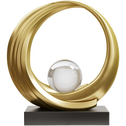 Golden Wave Resin Origami Statue Modern Abstract Home Decoration Emphasizes Abstract Office Desk Center Art Statue Table Family Bedroom Living Room Stripe Decoration (A) - color: A
