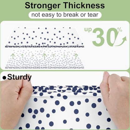Smiry Disposable Rectangle Plastic 54 x 108 Inch Table Cloth 3 Pack - color: White and Navy