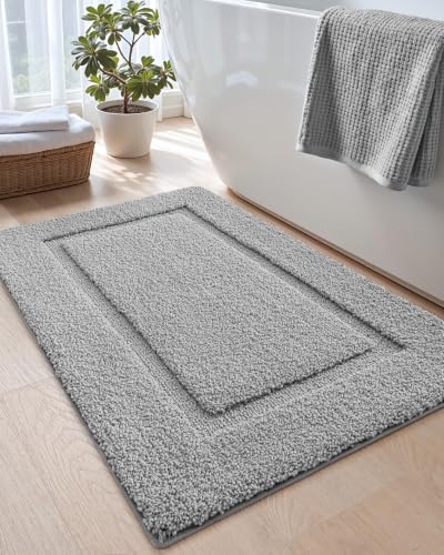 DEXI Bath Mat 36x24, Soft Absorbent Bathroom Rugs Non Slip, Light Grey - color: Light Grey, size: 36" X 24" (Rectangular)